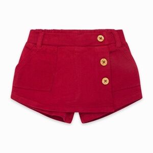 Red Kids Skort with Button Accents